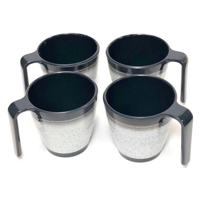 Granite 4x Stacked Mug Set Grey Flamefield Melamine Ideal Camping Picnic Caravan Flamefield  - Dynamic Drive