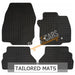 White Trim Tailored Black Rubber Car Mats for Ford B Max 12> Set of 4 With 2 Clips UKB4C  - Dynamic Drive