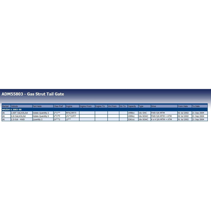 Blue Print ADM55803 Gas Spring Fits Mazda