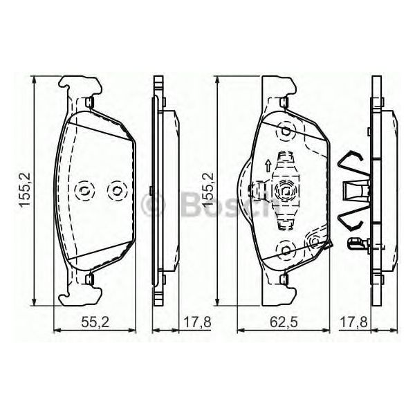 Genuine Bosch Brake Pad Set Bp1291 fits Honda Accord iVtec - 2.0 - 08-15 0986494