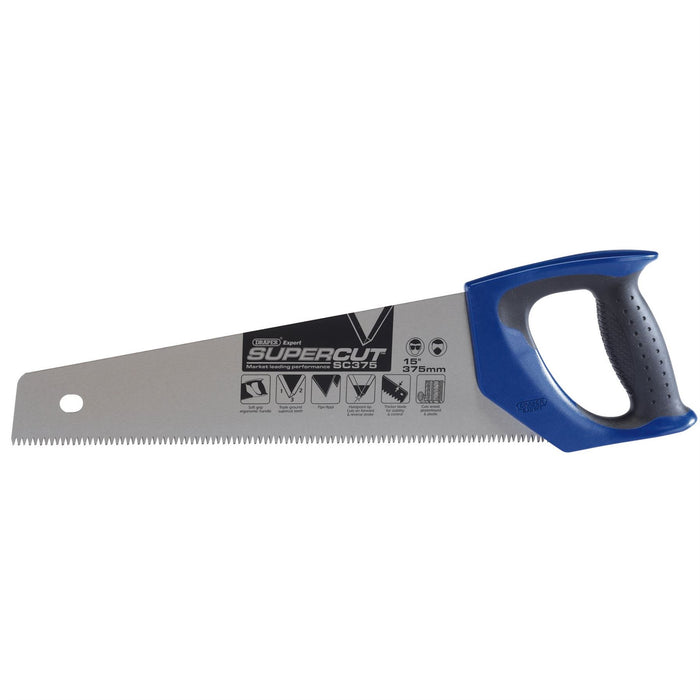 Draper Supercut Soft Grip Hardpoint Tool Box Handsaw, 375mm/15", 7tpi/8ppi Draper  - Dynamic Drive