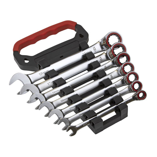 Sealey Reversible Ratchet Combination Spanner Set 7pc Metric Platinum Series Sealey  - Dynamic Drive