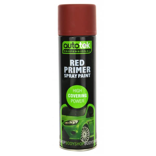 4 x New Autotek Tough Durable Primer Spray Paint - Red - 500ml