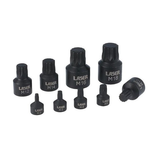 Laser Low Profile Spline Socket Bit Set 1/4"D, 3/8"D, 1/2"D 9pc 6725 Laser Tools  - Dynamic Drive