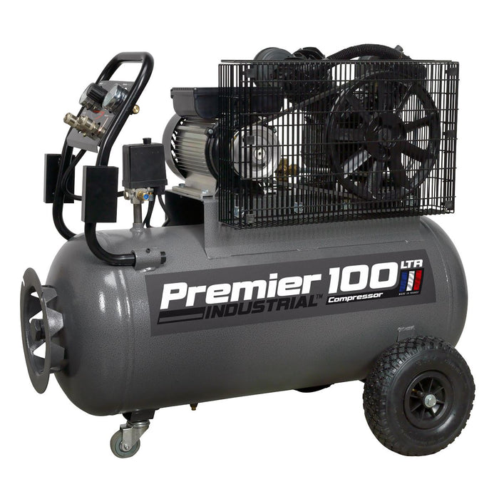 Sealey Air Compressor 100L Belt Drive 3hp with Front Control Panel SAC3103B Sealey  - Dynamic Drive