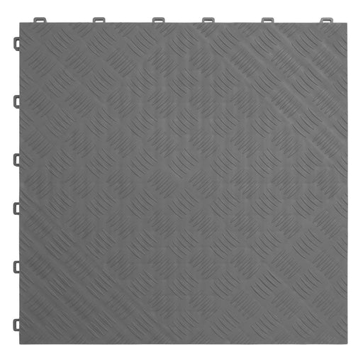 Sealey Polypropylene Floor Tile 400 x 400mm Grey Treadplate Pack of 9 FT3G Sealey  - Dynamic Drive