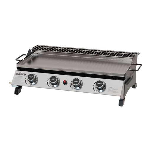 Dellonda 4 Burner Stainless Steel Portable Gas Plancha with Warming Rack 10kW Dellonda  - Dynamic Drive