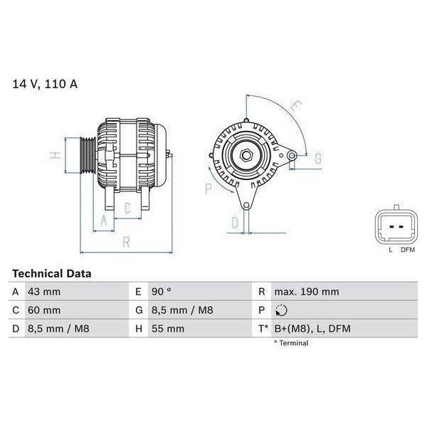 Bosch Reman Alternator 8014 0986080140