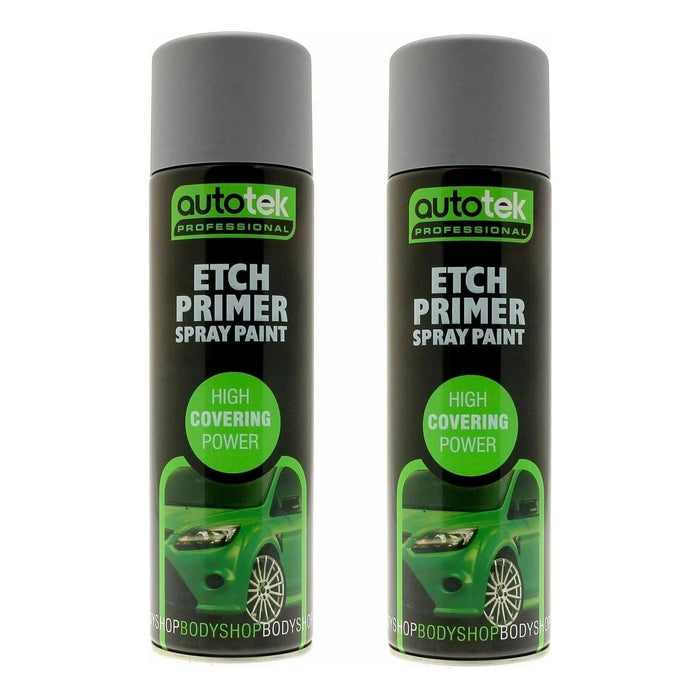 2x AUTOTEK PROFESSIONAL ACID ETCH PRIMER AEROSOL 500ML FOR ALUMINIUM 2 PACK