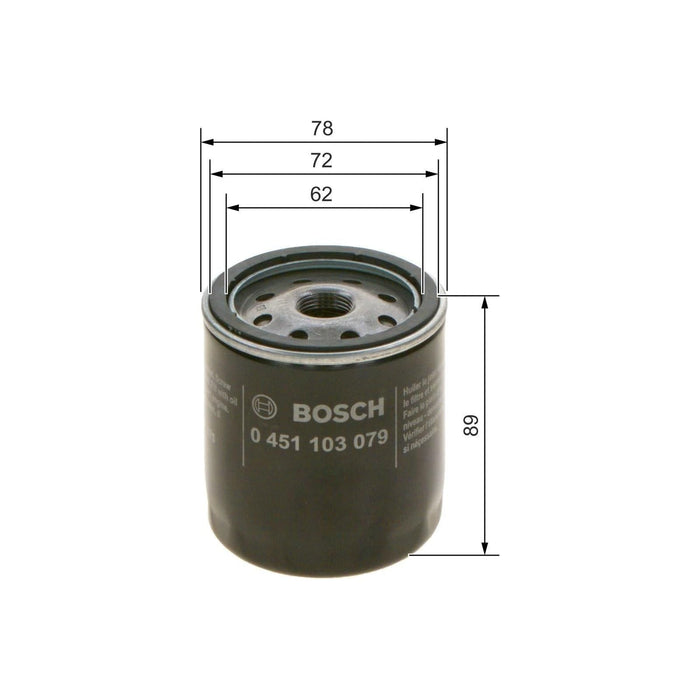 Genuine Bosch Car Oil Filter P3079 fits Vauxhall Zafira - 1.6 - 99-05 0451103079