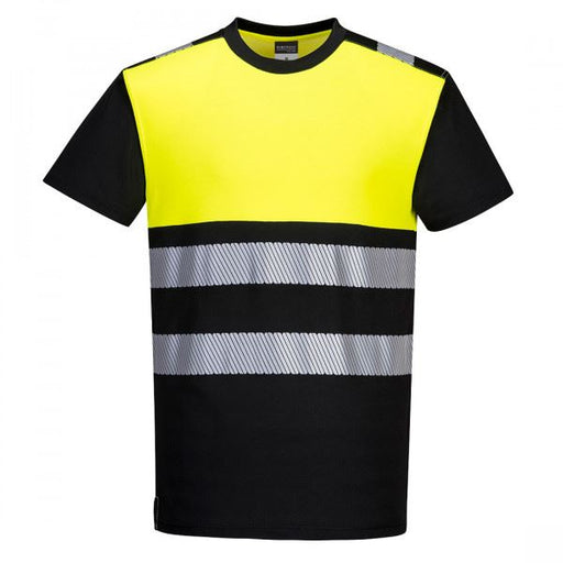 Portwest Pw3 Hi-Vis Cotton Comfort Class 1 T-Shirt S/S PW311BKYM Portwest  - Dynamic Drive