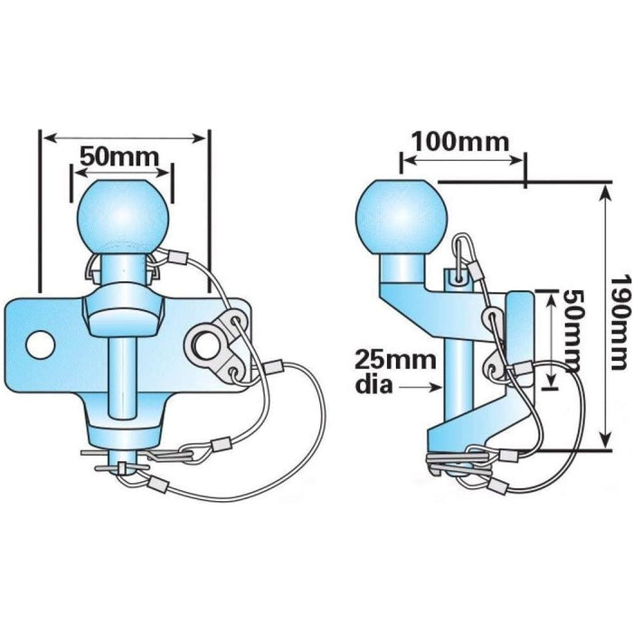 Maypole Tow Ball and Pin Towbar Coupling Hitch MP84 50mm Ball 25mm Pin Maypole  - Dynamic Drive