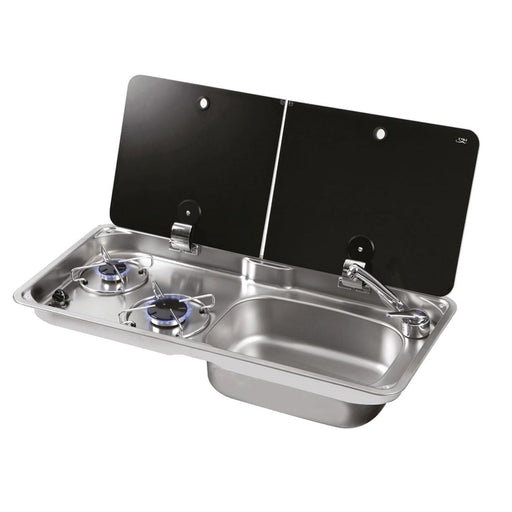 CAN Randi Hob & RH Sink Unit 765 x 355mm (Double Glass Lid / 2 Burners / Piezo) CAN  - Dynamic Drive