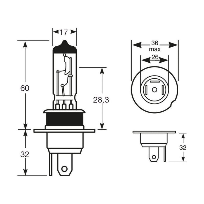 Ring Automotive R463 12V 60/55W H4 P36T Halogen Headlamp