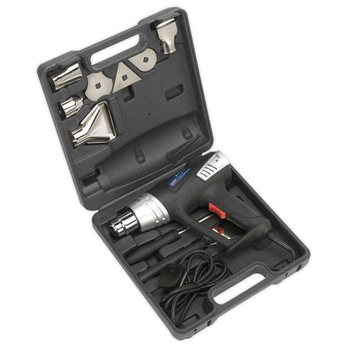 Sealey 2 Speed Hot Air Gun Kit 350/600°C Heat Gun 4 Nozzles & Case HS103K Sealey  - Dynamic Drive