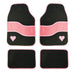 4 Set Black Pink Heart Velour Car Mat fits Renault Clio Megane Twingo Scenic UKB4C  - Dynamic Drive