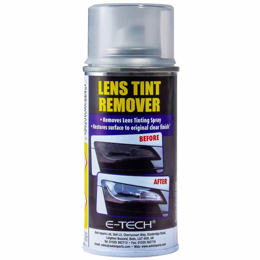 2x E-Tech Light Lenses Lens Tint Remover Spray Glass Plastic Car Motorbike 150ml E-Tech  - Dynamic Drive