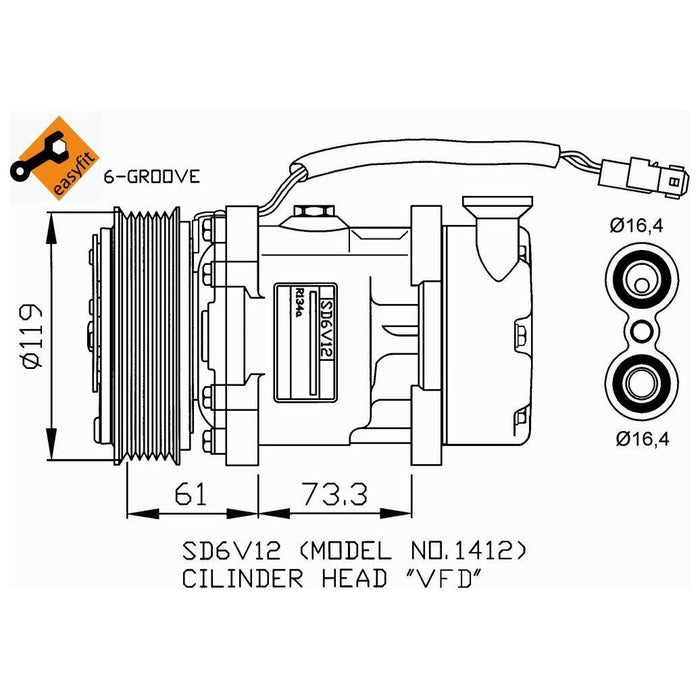 NRF Compressor fits Peugeot 106 106 Van 206 306 Partner Citroen Berlingo / Berl NRF  - Dynamic Drive