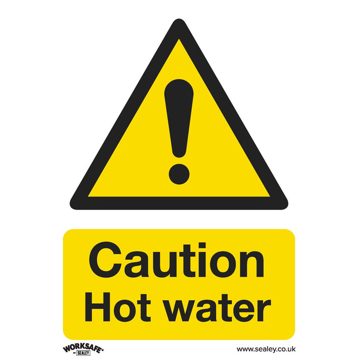 Sealey Warning Safety Sign Caution Hot Water Self-Adhesive Vinyl SS38V1 Sealey  - Dynamic Drive