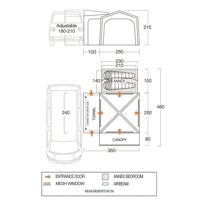 Vango Versos Air Low Drive Away Awning  (180 - 210cm) Campervan Vango  - Dynamic Drive