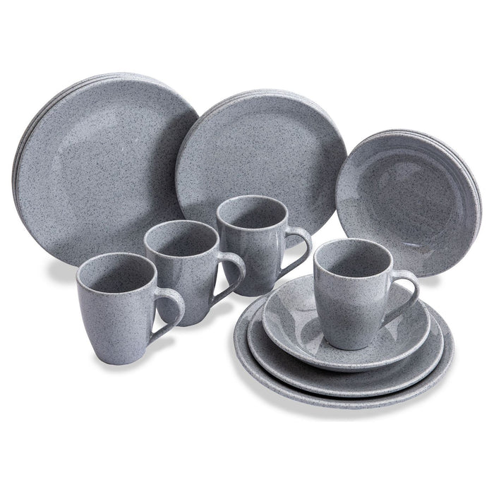 16 Piece Premium dining set in grey granite K2000 Quest  - Dynamic Drive