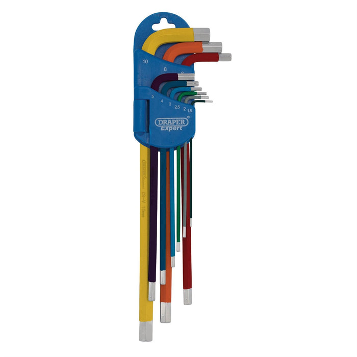 Draper Expert Metric Extra-Long Arm Hex Key Set, Colour Coded (9 Piece)