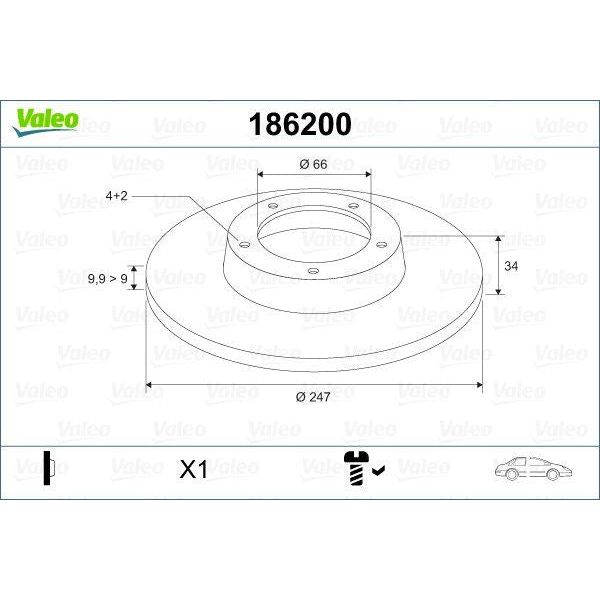 Genuine Valeo Brake Disc X2 Fits Peugeot 206 Front/Rr Valeo  - Dynamic Drive