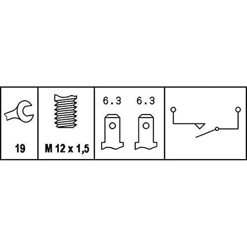 Hella Switch, reverse light 12V 2-pin connector Blade Terminal 6ZF 004 842-001 Hella  - Dynamic Drive