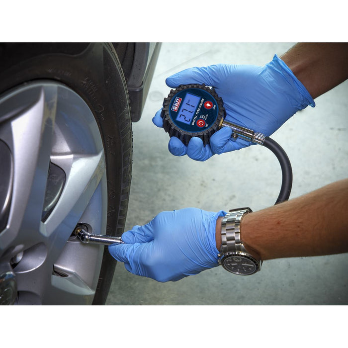 Sealey Digital Tyre Pressure Gauge with Push-On Connector TST002 Sealey  - Dynamic Drive