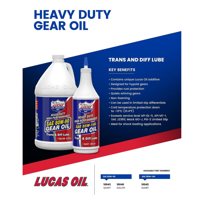 Lucas Oil 85W140 Plus H/D Gear Oil 946Ml 10042 Lucas  - Dynamic Drive