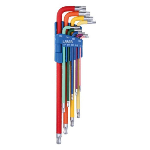 Laser Colour Coded Star Key Set - Ball End 9pc 7873 Laser  - Dynamic Drive