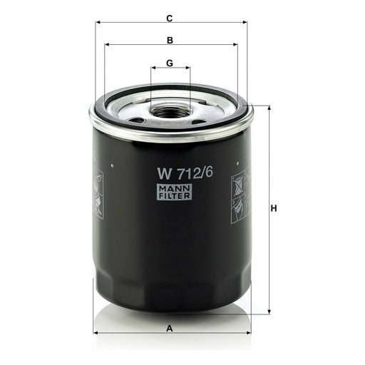 Genuine Mann Oil Filter for BMW 3/5 series 4 cyl. engine W712/6 Mann & Hummel  - Dynamic Drive