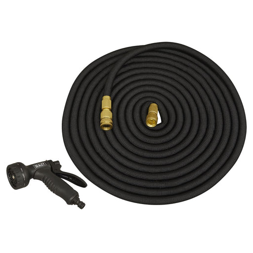 Sealey Ø17mm Expandable Garden Hose Black 30m Premium GH30E Sealey  - Dynamic Drive