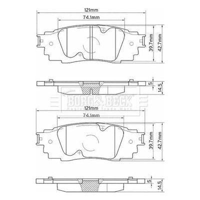 Genuine Borg & Beck Rear Brake Pads fits Lexus RX 200t450h 1015 BBP2575 Borg & Beck  - Dynamic Drive