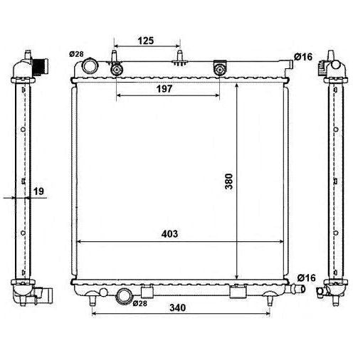 NRF Radiator fits Peugeot 1007 207 207 SW Citroen C2 C2 Enterprise C3 NRF  - Dynamic Drive