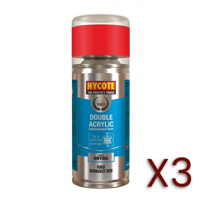 3x Hycote Aerosol Paint for Ford Sunburst Red 150ml