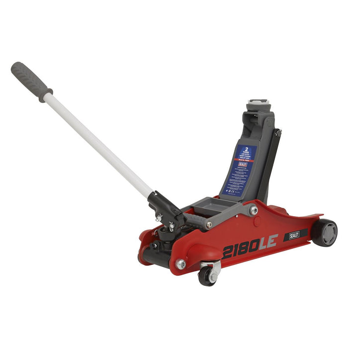 Sealey 180 Handle Low Profile Short Chassis Trolley Jack 2 Tonne - Red 2180LE Sealey  - Dynamic Drive