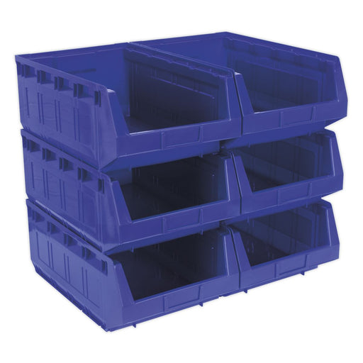 Sealey Plastic Storage Bin 310 x 500 x 190mm Blue Pack of 6 TPS56B Sealey  - Dynamic Drive