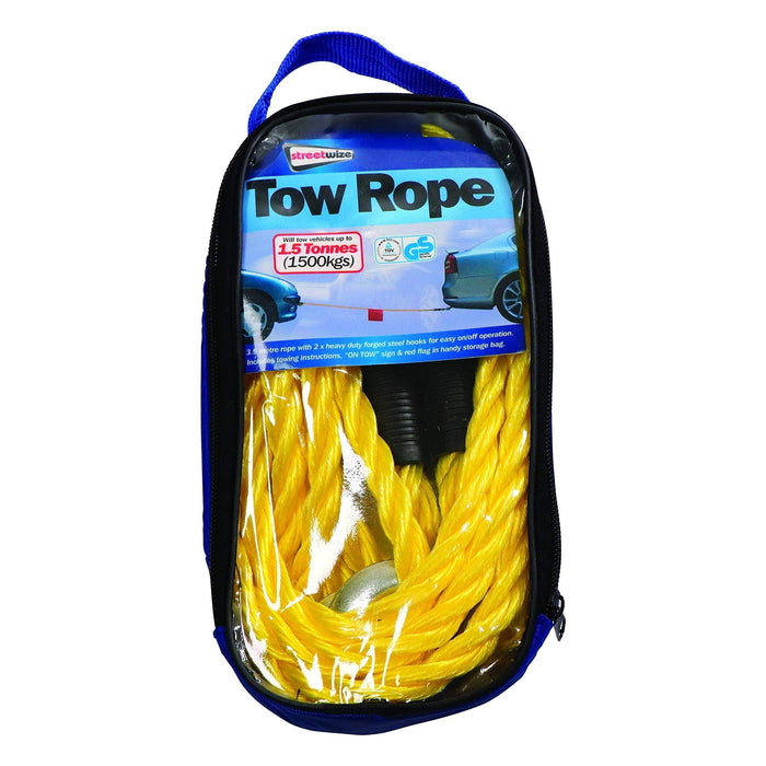 Streetwize Tow Rope (Braided) - Yellow - 1.5 Tonne