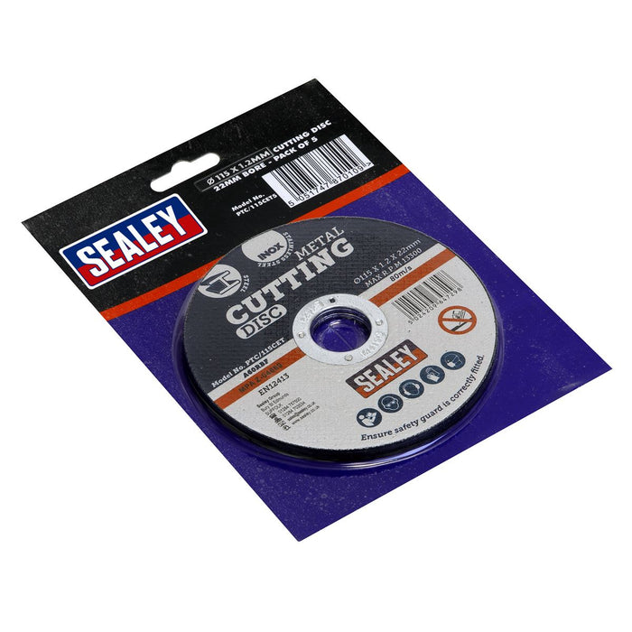 Sealey Cutting Disc115 x 1.2mm22mm Bore Pack of 5 PTC/115CET5