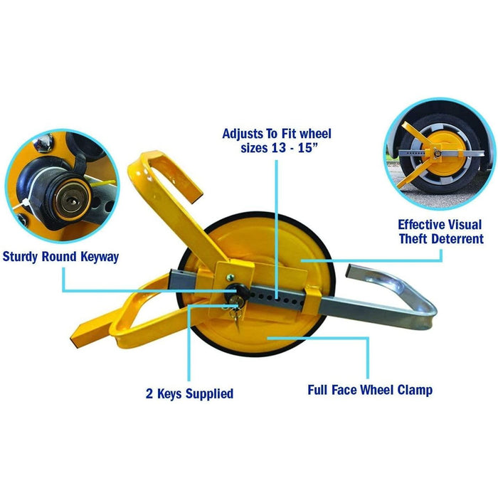 Trailer, Caravan & Motorhome 8" - 10" Security Anti Theft Wheel Tyre Lock Clamp Leisurewize  - Dynamic Drive