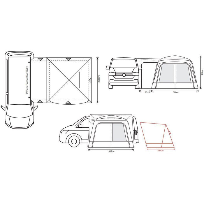 Outdoor Revolution Cayman Mid Top F/G Cayman Drive-Away Awning 2022 VW T4 T5