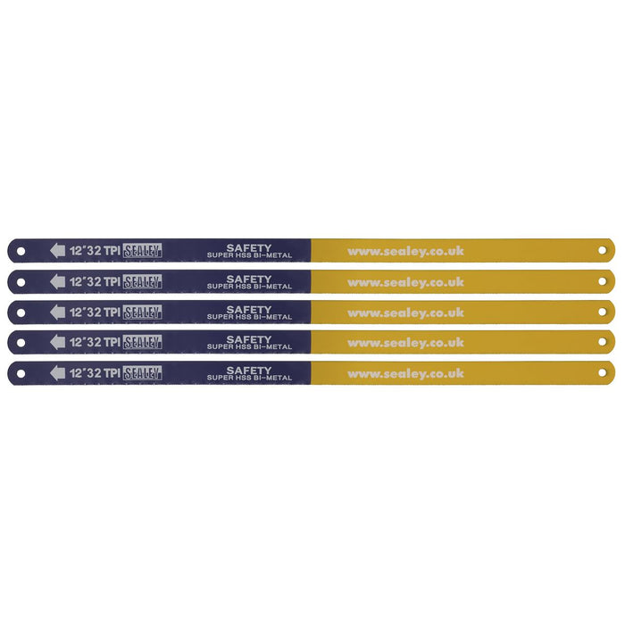 Sealey Hacksaw Blade 300mm HSS Bi-Metal 32tpi Pack of 5 HSB0532 Sealey  - Dynamic Drive