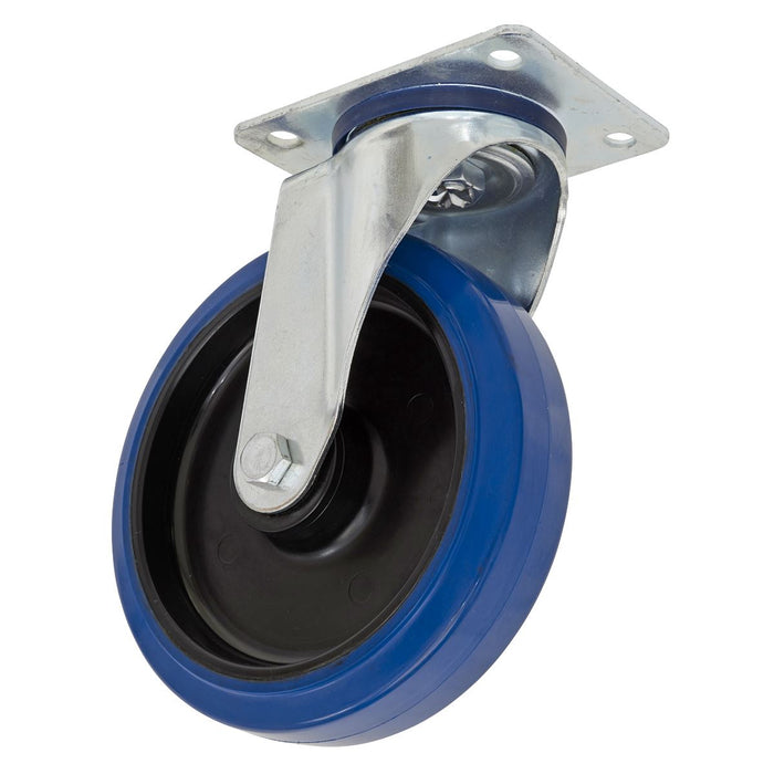 Sealey Heavy-Duty Blue Elastic Rubber Swivel Castor Wheel200mm Trade