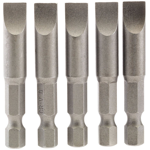 Draper Plain Slot Insert Bit, 8mm, 1/4" Hex, 50mm Long (Pack of 5) 64280 Draper  - Dynamic Drive