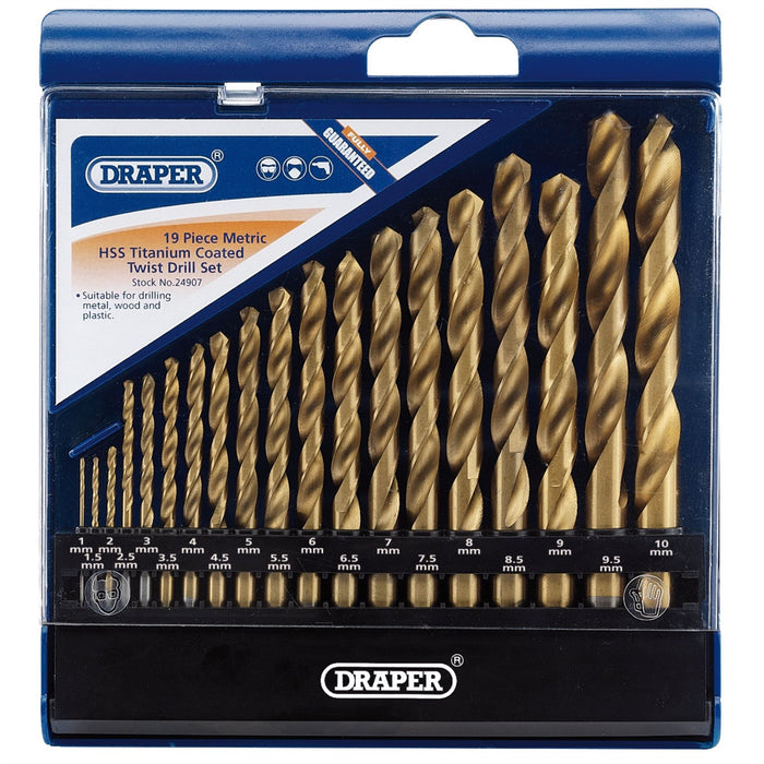 Draper Metric HSS Titanium Coated Drill Set (19 Piece) 24907 Draper  - Dynamic Drive