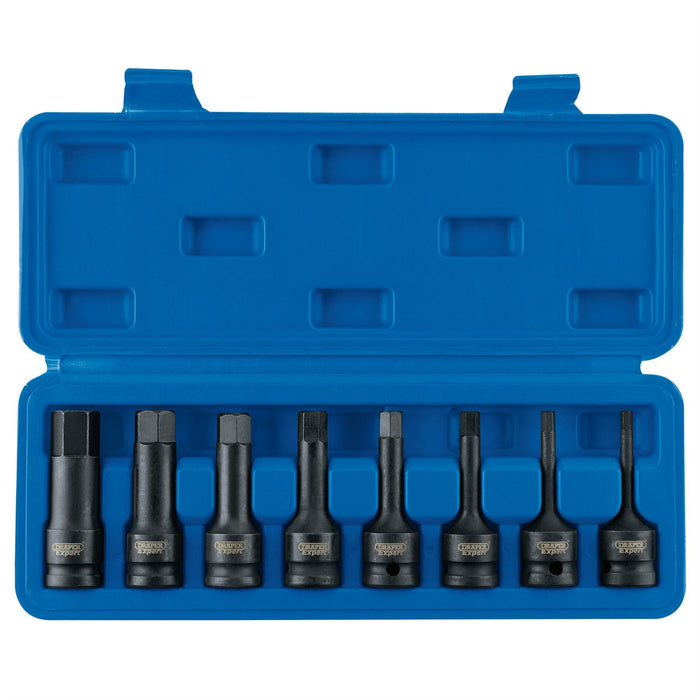 Draper Impact Hexagonal Socket Bit Set, 1/2" Sq. Dr. (8 Piece) 26439