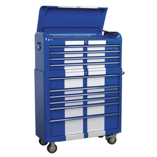 Sealey Retro Style Extra-Wide Topchest & Rollcab Combination 10 Drawer Blue/Whit Sealey  - Dynamic Drive