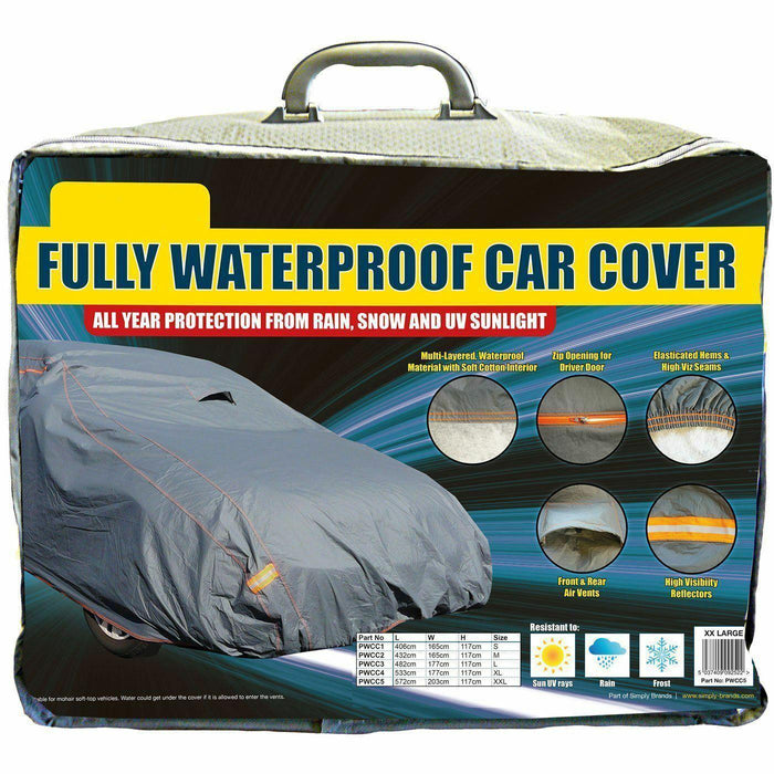 2 Layer Heavy Duty Waterproof Car Cover Cotton Lining Scratch Proof Medium M UKB4C  - Dynamic Drive