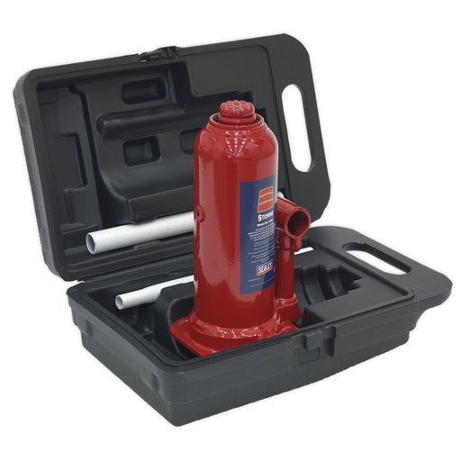 Sealey Bottle Jack 5 Tonne with Storage Case SJ5BMC Sealey  - Dynamic Drive